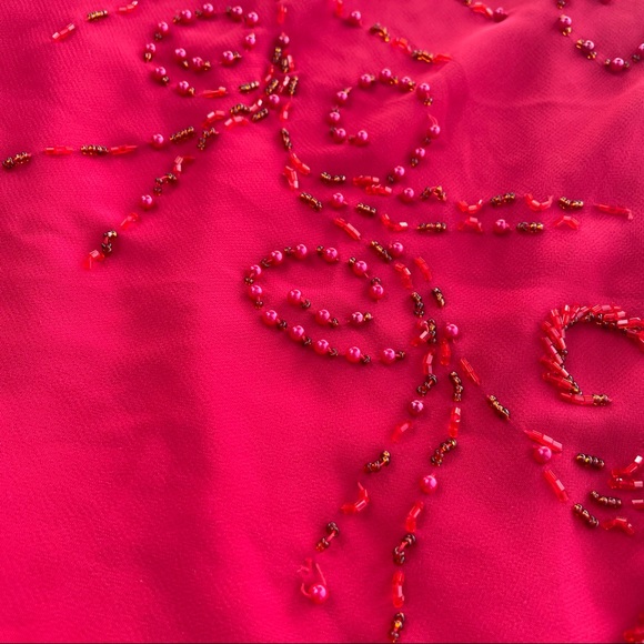 GORGEOUS RED Ruffle Embroidered Summer Dress - Picture 3 of 4